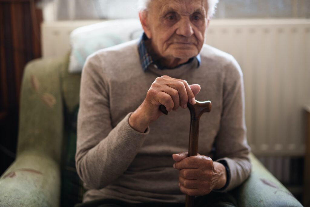 senior man living in nursing home